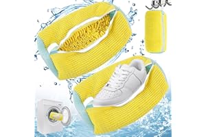 Begpoee 2 Piezas Saco Lavadora para Zapatos, Bolsa de Lavandería con Cremallera para Calzado Deportivo y Casual(Amarillo)