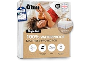 Waterproof Mattress Protector | Single Bed 90x190 cm | Hypoallergenic & Absorbent Cotton | Fitted Sheet Style | Noise-free | Anti-Dust Mite | Fits up to 40 cm Deep | OEKO-TEX Certified | Ôhm