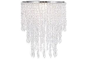 Waneway Chandelier Light Shade for Ceiling Pendant Light, Easy Fit Crystal Lamp Shade Lampshade for Bedroom, Living Room, Hallway, Wedding or Party Decoration, Diameter 22 cm, 3 Tiers, Clear