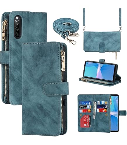 Suncase Book-Style Lederhülle Für Sony Xperia 1 V 5 (2023) - Schlanke Tasche Mit 3 Kartenfächern, Antik-braun