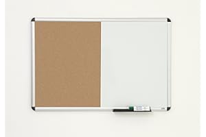 YIFANTACY Aluminium framed Cork Combination Notice Board Whiteboard (90cm x 60cm)