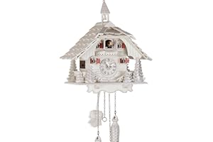 Eble 23096 Reloj de cuco de madera auténtica, mecanismo de cuarzo, funciona con pilas, 30 cm