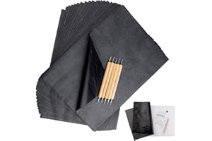 ‎TUPARKA TUPARKA 120 Blatt Carbon Kopierpapier mit Embossing-Stift 5 Stück, schwarzes Transferpapier, Pauspapier zum Plotten auf Holz, Kopierzubehör für Tattoo-Schablonen