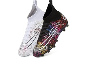PiDaGlobal Chaussures de Football Homme Professionnel Crampons Antidérapants pour l'entraînement Adolescents High Top Chaussures de Sport Athlétisme compétition