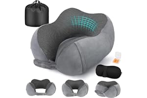 Cirorld Poduszka Podróżna, Poduszka z Pianki Memory na Szyję, Regulowana i Kompaktowa Poduszka do Lotu, Ergonomiczna Poduszka na Szyję, z Zatyczkami do Uszu, Maską na Oczy, Torbą do Przenoszenia.