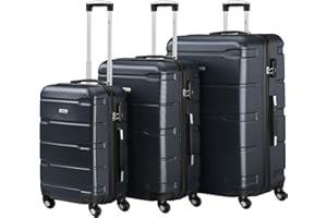 Zelsius Koffer Set 3 Stück, Anthrazit | ABS Hartschalenkoffer mit Zahlenschloss, Doppelrollen und Innen Trennwand | Handgepäckkoffer, Koffer Groß, Hartschalenkoffer Set 3 teilig, Trolley, Luggage Set