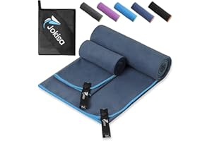 Jokisa 2 Set Asciugamano Microfibra (180x90cm Telo Grande+100x50cm Telo Palestra),Asciugatura Rapida e Senza Sabbia Telo Mare,Asciugamani Palestra Adatto per Fitness,Spiaggia (Blu Scuro - Blu)