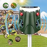 Répulsif Chat Solaire, 2024 Répulsif Animaux à Ultrasons à 360° Repulsif Chat Extérieur, Étanche IP55, Répulsif Chat Ultrason