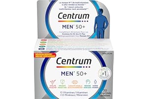 Centrum Men 50+ Multi Vitamines et Minéraux, Complément Alimentaire, Pour Hommes De 50 Ans et Plus, 30 comprimés