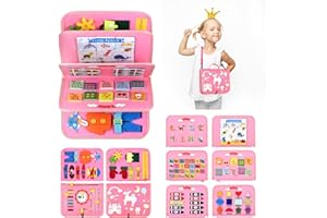 VISATOR Busy Board Montessori Enfant 1 2 3 4 an Quiet Book Cadeau Enfant Jeu Educatif Sensoriel Montessori Livre (Rose)