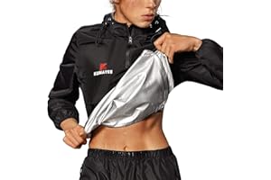 KUMAYES Sauna Suit for Women Sweat Jacket Long Sleeve Sweat Suits Slimming Workout Waist Trainer Fitness Body Shaper Zipper