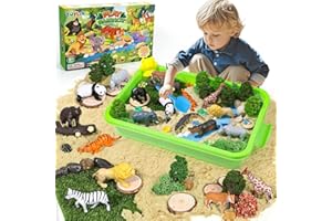 Toylink-Arena Magica Niños 3 Años Selva，900g Arena Cinetica, Animales de Juguete/Moldes de Arena/Juguetes Sensoriales Regalos Cumpleaños Niño Niña 3 4 5 6 7 8 Años