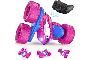 Vrxeqi Ferngesteuertes Auto Spielzeug ab 3 4 5 6 7 8 Jahre Junge Mädchen, 4WD RC Auto 360° Flip RC Drift Car Aufladbarer mit LED Blinken, Outdoor Indoor Spiele Kinder Weihnachten Geburtstags Geschenk
