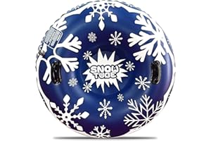 VIPNAJI Slittino da Neve Gonfiabile, 47 inch Robusto Slitta Gonfiabile Neve, Slitta Gonfiabile Pesante in PVC Resistente con Maniglie, Antigraffio, Antigelo, per Bambini Adulti Giochi sulla Neve