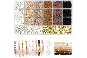 Belugsin 2464 pezzi Perline per Braccialetti Perline per Bigiotteria Fai da te Perline di Argilla Polimerica Piatte Rotonde Perline Heishi per Braccialetti Collana Orecchini Gioielli Fabbricazione