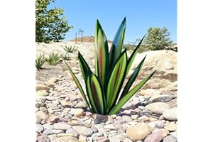 YIWOYI Escultura antigua de tequila, 9 piezas de metal de agave planta de jardín, patio, decoración de jardín, estatua de decoración de jardín, figuras de agave de metal (verde, 65 cm)