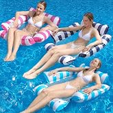 Pack of 3 Inflatable Swimming Pool Hammocks 4 in 1 for Adults, Pool Float with Net, Inflatable Beach and Pool Mat, Floating C