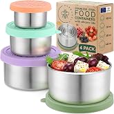 Everusely Stainless Steel Food Containers - Set of 4, Garden Harvest - Metal Lunch Box - Snack Containers for Office, Home Fo