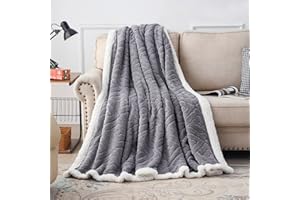 EAQ Kuscheldecke Flauschig Sherpa Flanell Sofaüberwurf Decke Sofadecke Doppelgesicht Extra Weich Wohnzimmer Sofaüberwurf Couchdecke für Bett Sofa (grau, 130x150cm)