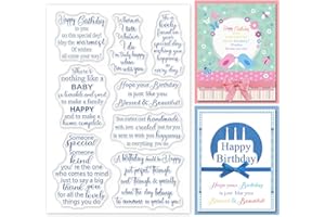 GLOBLELAND Words Clear Stamp Silicone Stamp Cards with Birthday Blessing Greeting Words Pattern for Photo Album Card Making and DIY Scrapbooking