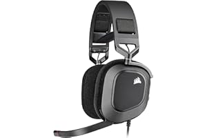 Corsair HS80 RGB USB Cuffia Gaming con Microfono Premium con Audio Surround 7.1, Microfono Broadcast Omnidirezionale, Controlli per Volume e Mute sul Padiglione, Illuminazione RGB Dinamica, Carbonio