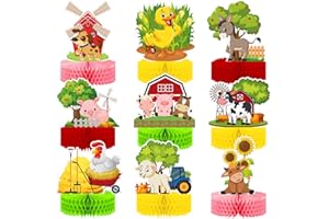 TENCOW 9 Stück Bauernhoftiere Wabenaufsätze Bauernhaus Scheune Party Tischdekorationen für Cowboy Cowgirl Bauernhof Babyparty Partyzubehör (rot)