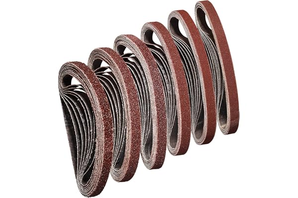 Sruhrak Bande Abrasive 10X330 mm- Grains 8 X 40/60/80/120/180/240 Bande de Ponceuse pour le Ponçage, le Polissage et le Dépoussiérage, Idéale pour le Bois (48 Pièces)