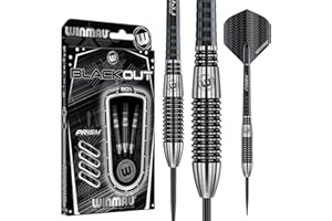 WINMAU - Blackout Series - 90% Tungsten Darts - Professional Darts Set with Dart Flights and Shafts – Available in Two Styles in Soft Tip 16g & 18g and Steel Tip 21g, 22g, 23g, 24g, 25g, 26g & 28g