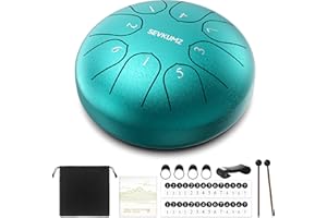 SEVKUMZ Rain Drum für Garten, 15 CM (6 Zoll) 8 Tone Zungentrommel Schlagzeug Anfänger, Steel Pan Drum für Meditation Yoga Klangheilung Weihnachten/Geburtstag Geschenk,Grün, Tongue Drum