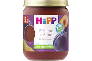 ‎HIPP HiPP Bio Früchte Pflaume in Birne (6 x 160g), ab 5. Monat, ohne Zuckersatz, besonders intensiver Fruchtgeschmack, in bester Bio-Qualität.