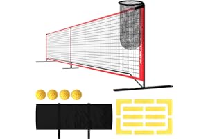 SPORTNOW Filet de pickleball Set portable 6,7 m Système de pickleball avec filet, set de marquage du terrain, ramasseur de balles, quatre balles et sac de transport pour l'extérieur, l'allée