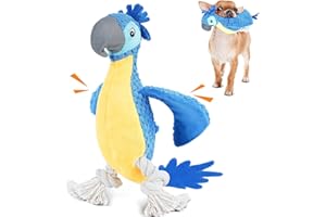 ROSAUI Dog Toys, Plush Squeaky Cockatoo Dog Toy - Interactive and Dental Cleaning Pet Chew Toy for All Breed Sizes Dog