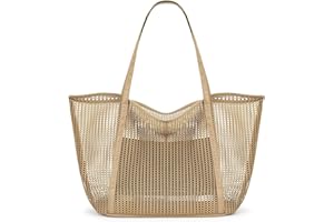 Apradas Mesh Beach Bag Foldable Mesh Beach Bag with Zip Large Tote Bags for Women Ladies Summer Beach Tote Bag for Holiday Pool Travel Grocery