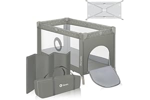 lionelo Stefi Lettino neonato da viaggio pieghevole con materasso, Dalla nascita fino a 3 anni, Lettino da campeggio con entrata laterale, Le pareti realizzate in rete, Borsa, Route