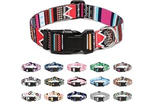 Mercano Collier pour Chien, Collier Classique en Nylon Réglable, Fleur, Océan, Forêt, Tribal Design, Tournesol, Flora, Léopard, pour Petits, Moyens et Grands Chiens (M, Tribal Rose)