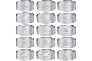 Pilikoll 15 Piezas Ø 6cm Moldes Perforados Tartaletas Aros para Tartas Moldes para Anillos de Pastel de Acero Inoxidable Molde de Mousse para Tartas Pasteles Mini Tartas Mini Pizzas Muffins