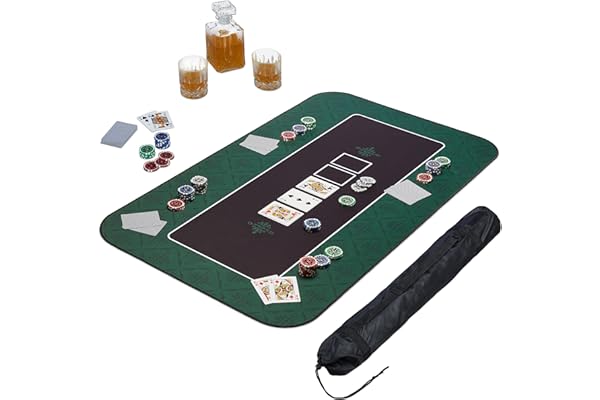Relaxdays Tapis de Poker, en Polyester, Caoutchouc, résistant et antidérapant, 100 x 60 cm, Texas Holdem, Vert