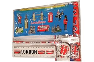 LAMBERT SOUVENIRS # 1 Bestseller-alle in einer Schule Kit ? London Souvenir ? Kugelschreiber/Bleistift Fall, Anspitzer, Radiergummi/Gummi, Lineal (Zoll/cm) ? TROUSSE/Federmappchen/Caja de lapices/Astuccio ? Blau ? Alles London ? Black Cab/rot Phone Box/London Bus/Royal Guard/Beefeater/Tower of London/Big Ben/Westminster Abbey/Tower Bridge/ST PAUL 'S CATHEDRAL ? Top Qualität Produkt