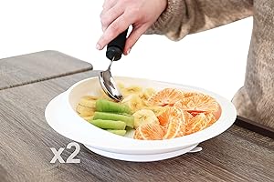 KMINA Plato con Ventosa para Adultos (x2 uds), Adaptado Discapacidad Libre de BPA, Antivuelco, Antideslizante, Parkinson, Ancianos