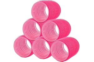 ‎PONIK'S PROFESSIONAL PONIK'S PROFESSIONAL - Haarrollen Lockenwickler, Lockenwickler Selbsthaftend Set, Haar Roller 6 Stücke, Haarrollen Locken 44 mm, Jumbo Größe Haar Lockenwickler, Selbst Griff Locken - Rosa