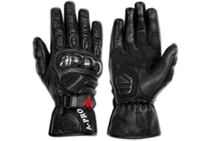 A-PRO Guanto Pelle Moto Protezioni Carbonio Prese Aria Imbottito Traspirante Nero XL