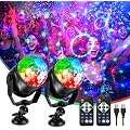 SCNNC Boule disco LED - Lumière de fête contrôlée par la musique - Avec | Lot de 2 effets de lumière disco dynamiques RVB rotatifs à 360° - Lumière disco USB pour DJ Party KTV Anniversaire Noël