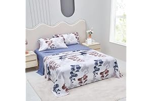Etrexonline Conjunto de Sábanas 4 Piezas Cama 180 cm - Microfibra Ultra Suave Incluye 1 Bajera 180x200+28 cm, 1 Encimera 230x270 cm, y 2 Fundas de Almohada 50x100 cm - Color Rama Azul