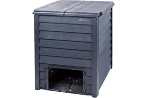 Garantia Thermo-Wood Composteur 600 l Anthracite/Marron avec Grille de Fond