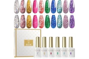 ROSALIND Esmaltes Semipermanentes para Uñas 10 Colores Pintauñas Semipermanentes Uñas Purpurina de Gel UV LED Manicura Semipermanente Gel Polish Esmalte Uñas 6ml