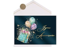 Joli Coon Papeterie Carte anniversaire STARDUST – Carte d'anniversaire avec enveloppe en papier premium et véritable cachet de cire
