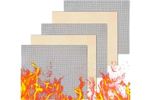 RSWDE BBQ Grill Mat, 5 Piezas Reutilizables Malla Antiadherente Estera Barbacoa, Fácil de Limpiar, Parrilla Antiadherente para Carne, Verduras, Pescados, 40X33CM