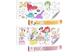 ANDIMEI Rotolo da Colorare per Bambini - Due Pezzi 300 x 38 cm Appiccicoso Rotolo Carta Disegno Bambini, Enorme Rullo da Disegno per Bambini Regalo Ragazzi Ragazze Colorare Fai da Te