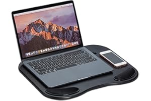 Relaxdays Laptop Knee Cushion, Hand Cushion, Mobile Phone Holder, Ergonomic Lap Tray for Tablet 11 Inches, Plastic, Black, 5.5 x 44 x 32 cm