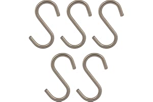 Gedotec Universal S-Haken Metall Kleiderhaken für Küchen-Utensilien - Tücher - Kleidung | Metall-Haken für Kleider-Schrank | Edelstahl-Optik | für 16 mm Rohr-Ø | 5 Stück - Aufhängung für Relingstange